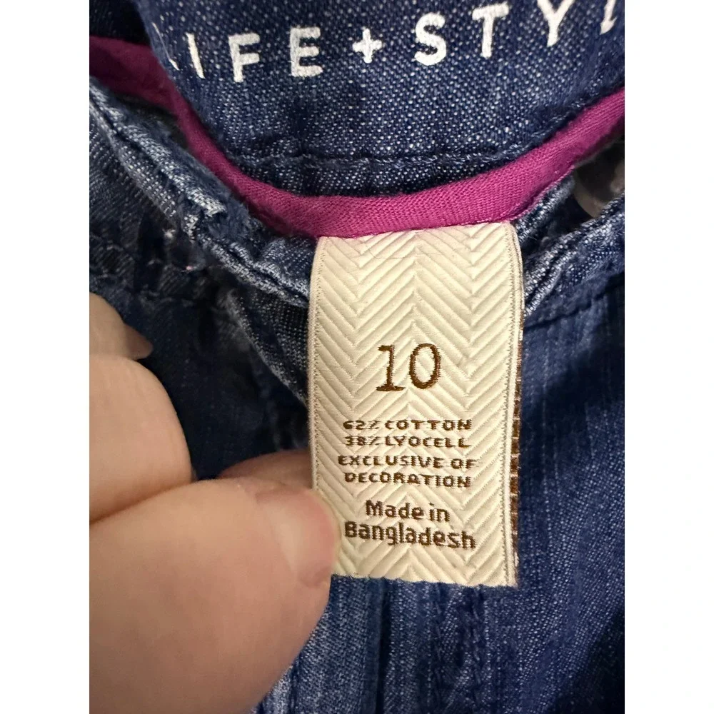 Sonoma Denim Cargo Skort Womens‎ 10 Blue Excellent Embroidered Utility Mini